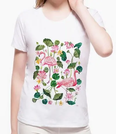 Tee shirt Flamant Rose Nénuphar