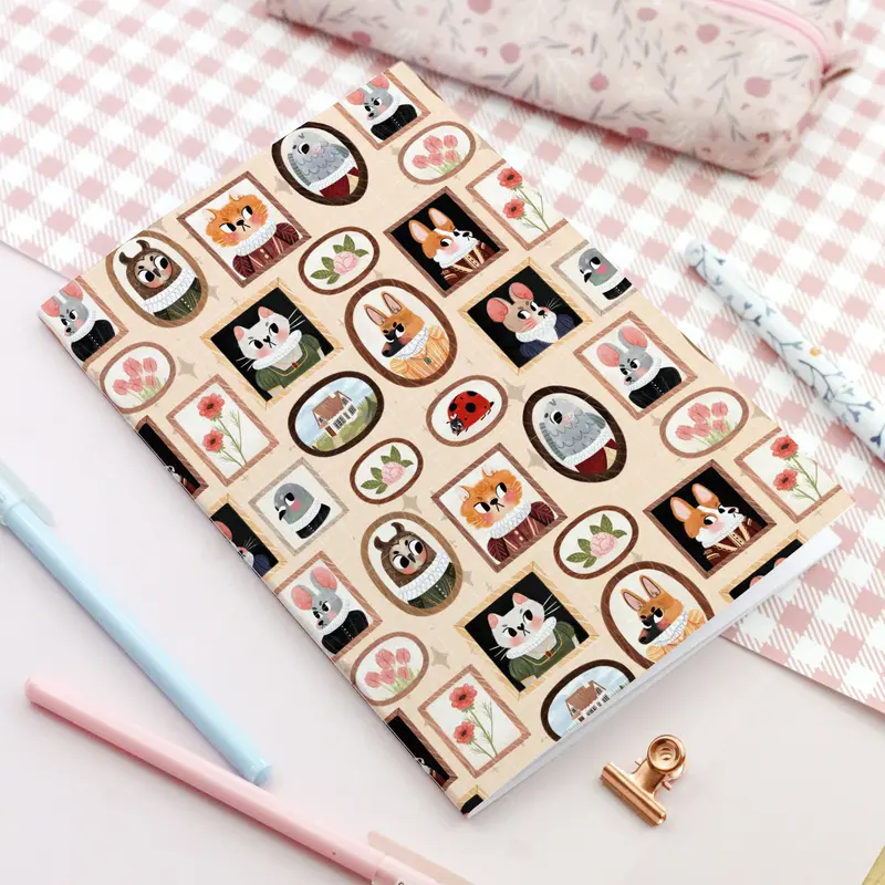 Tiny Frames notebook - Animals with ruffle collars - Soft cover notebook
