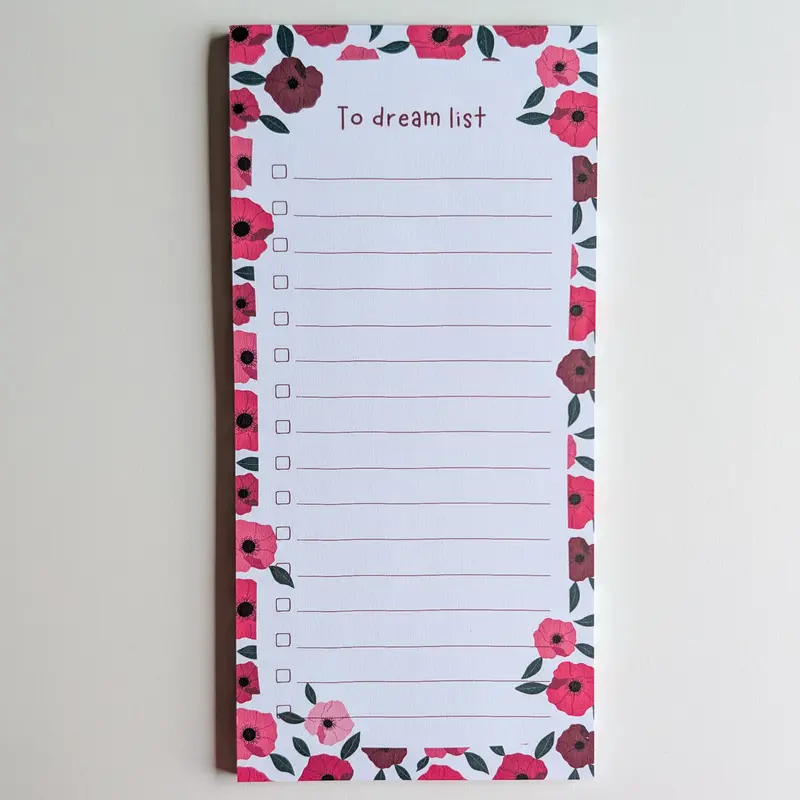 To Dream List 10x21 cm - Anémones roses et rouges