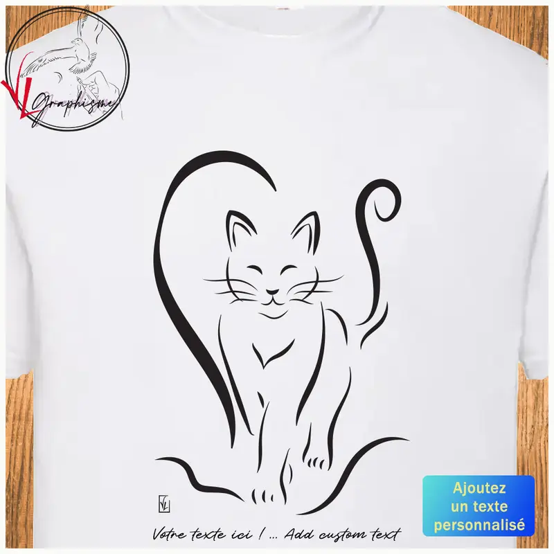 TShirt Chat moitié Coeur