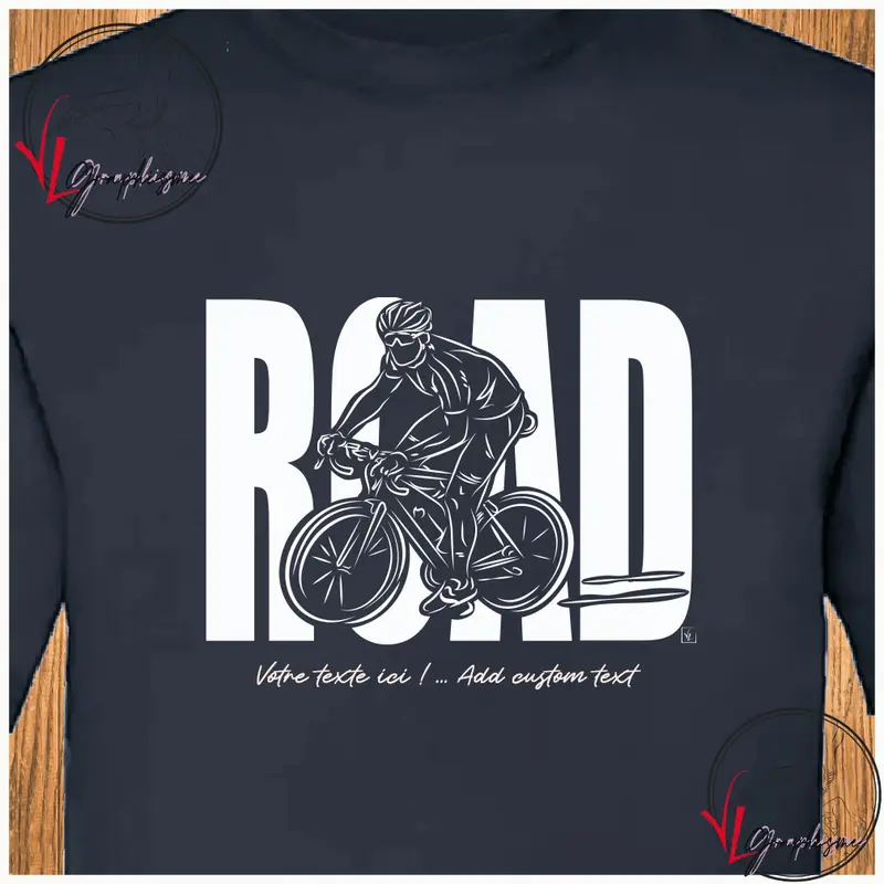 Vélo course road Graphisme sur T-shirt -