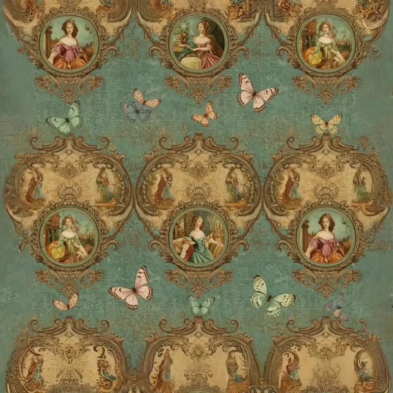 Versailles en répétition - Papier de découpage menthe - Menthe par Michelle ÉDITION LIMITÉE