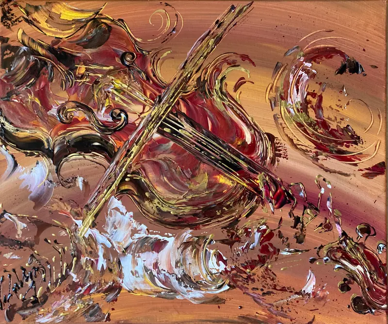 Violoniste - Peinture sur toile 55x46cm