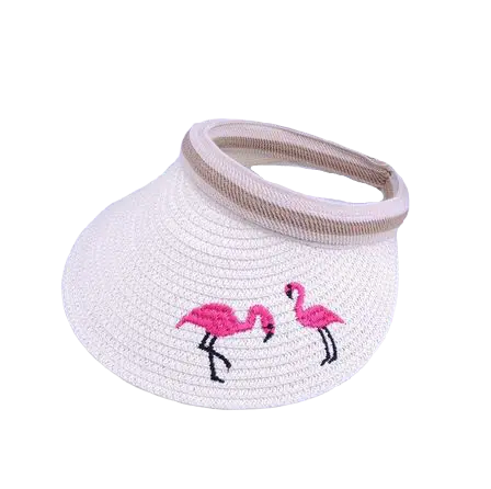 Visière Brodée Flamant Rose Blanc