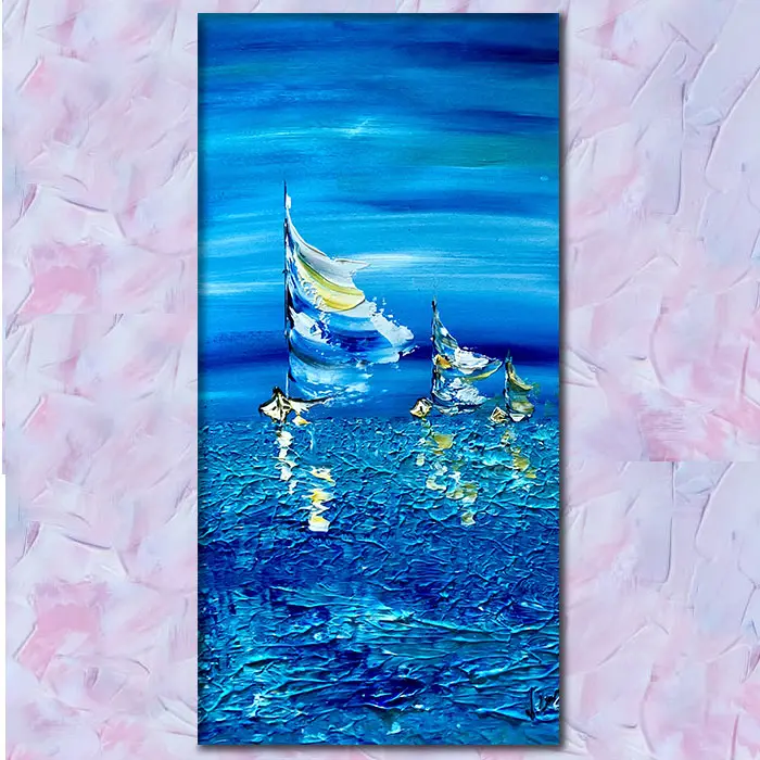 Voiliers - Peinture sur toile 30x60cm