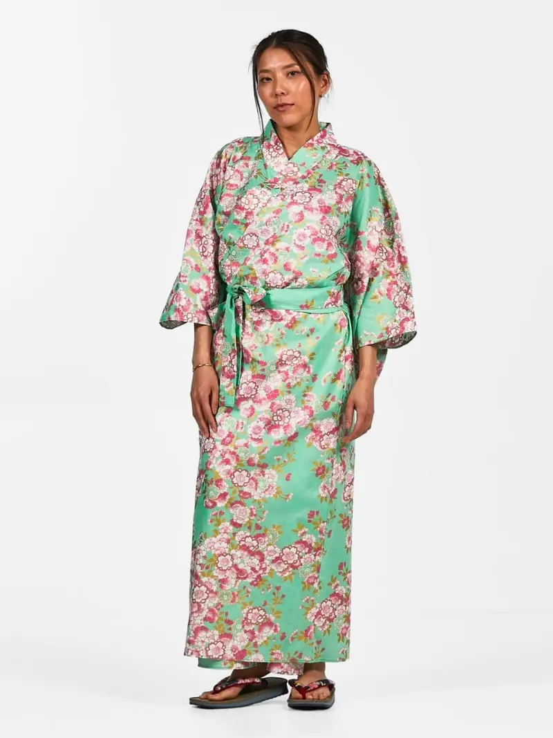 Yukata Kimono Flor Sakura Mujer