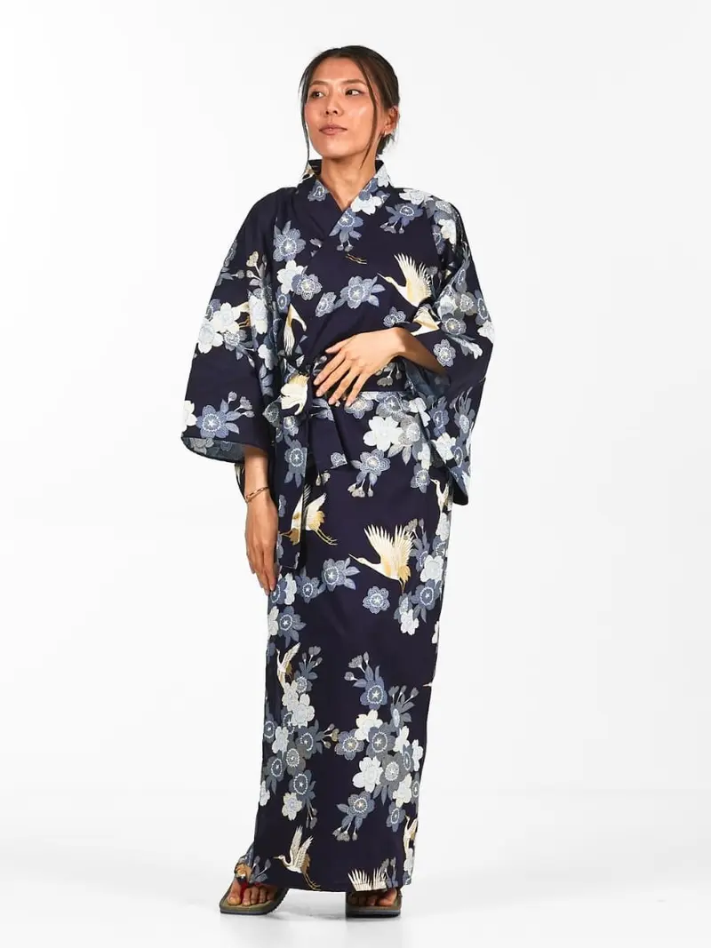 Yukata Kimono Sakura to Tsuru Mujer