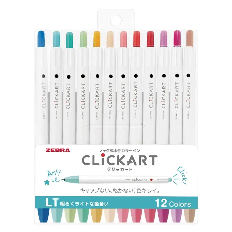 ZEBRA Clickart Wyss22-12Clt Lot de 12 stylos à base d'eau Lumière vive